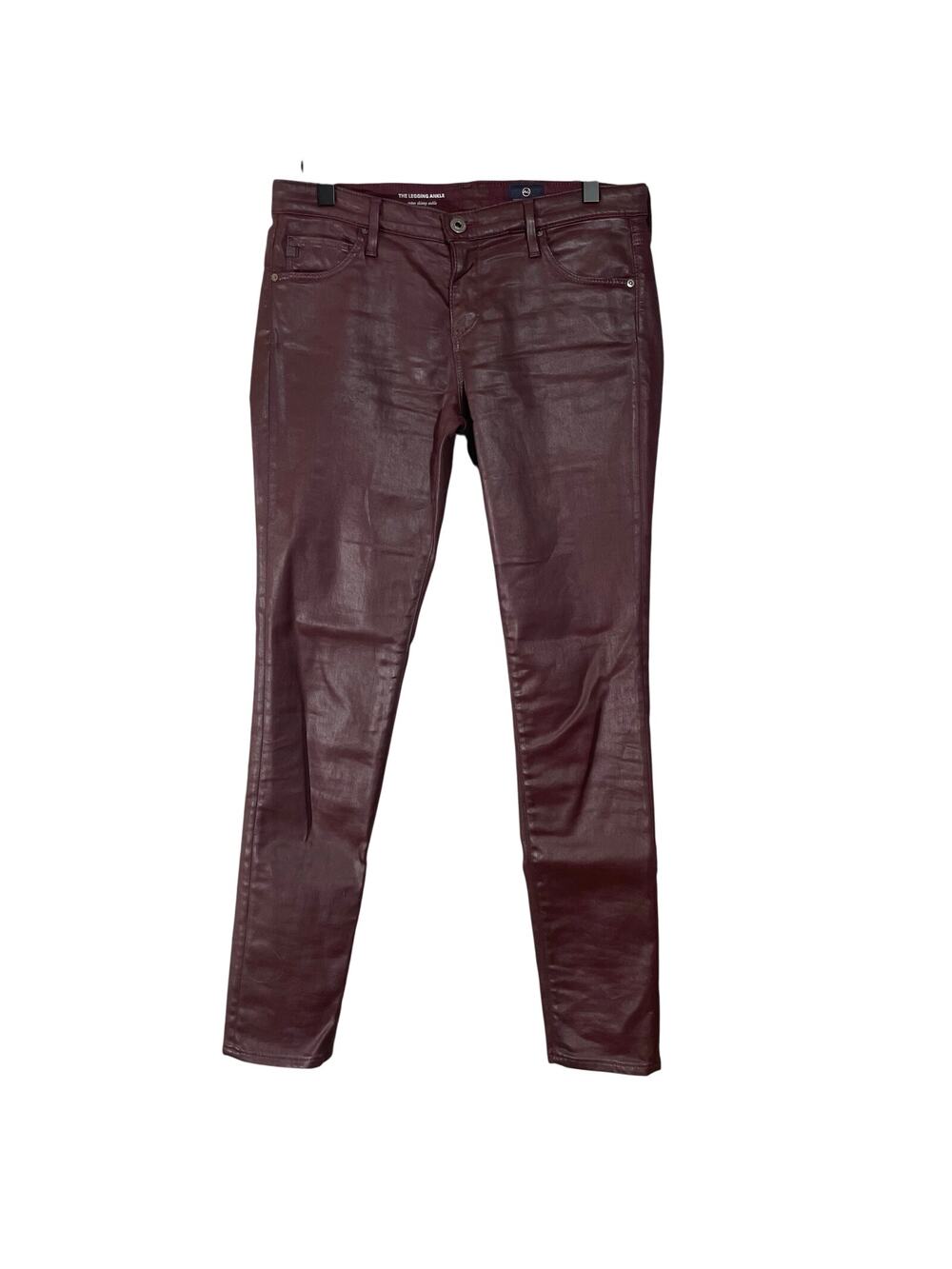 AG Adriano Goldschmied Wine Faux Leather The Legging Ankle - Size 28R - Skinny